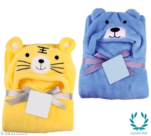 Premium Hooded Microfiber Baby Wrapper  for all season Towel IN PINK And BLUE  - 0-6 Months New Born Baby